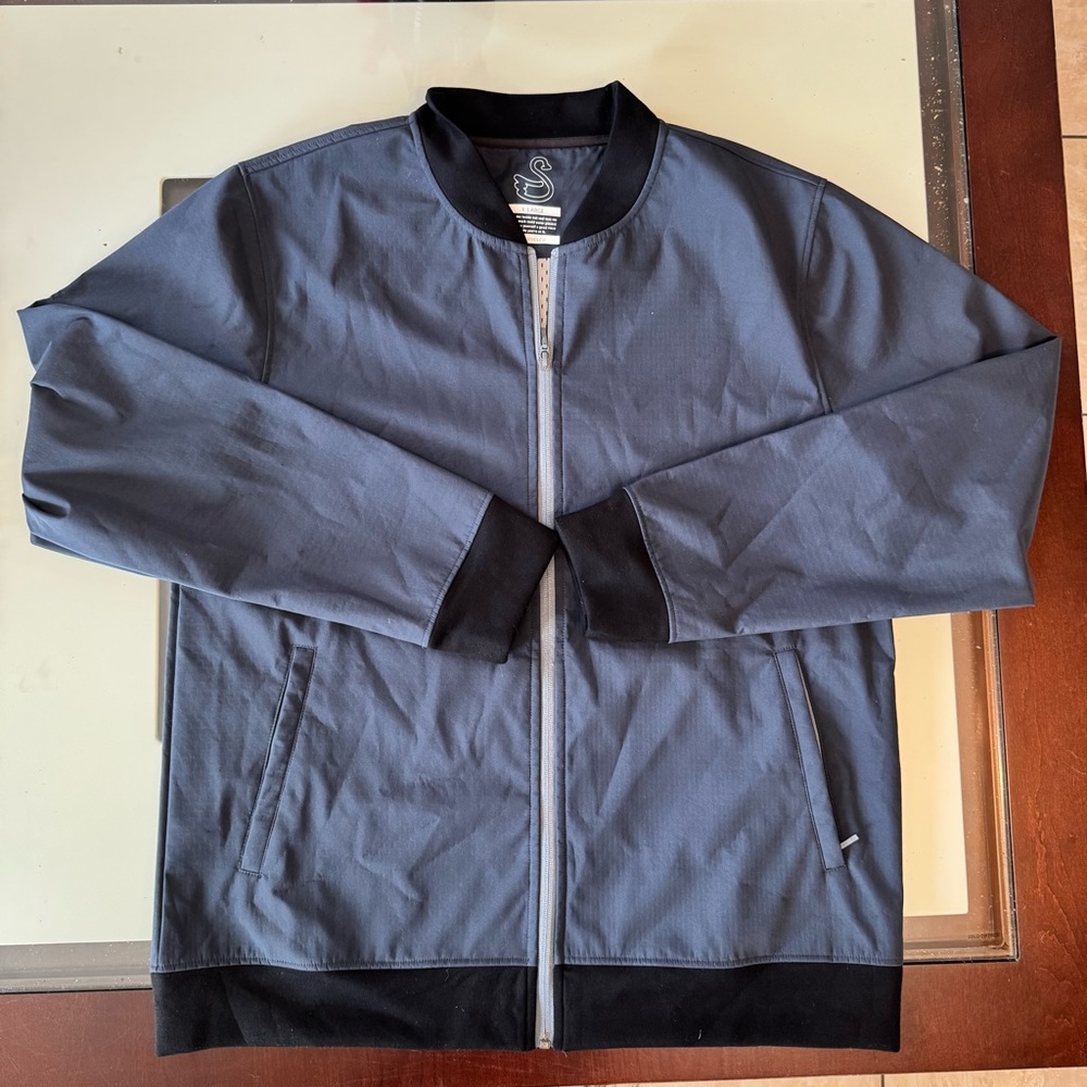 Swannies Men's Navy Bomber Jacket with Black Accents